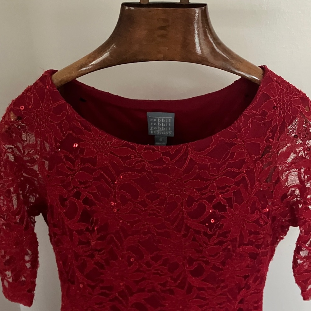Rabbit Rabbit Rabbit Red Lace Mini Dress - Picture 4 of 4